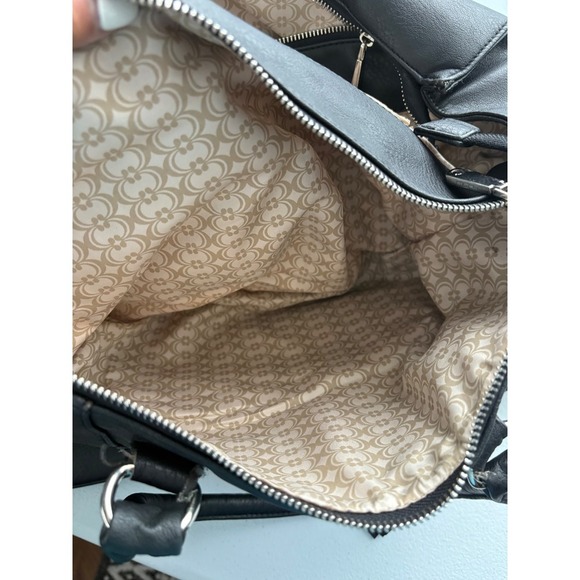 Charming Charlie Black Faux Leather Satchel Purse Tote Handbag Tassel - Picture 7 of 15